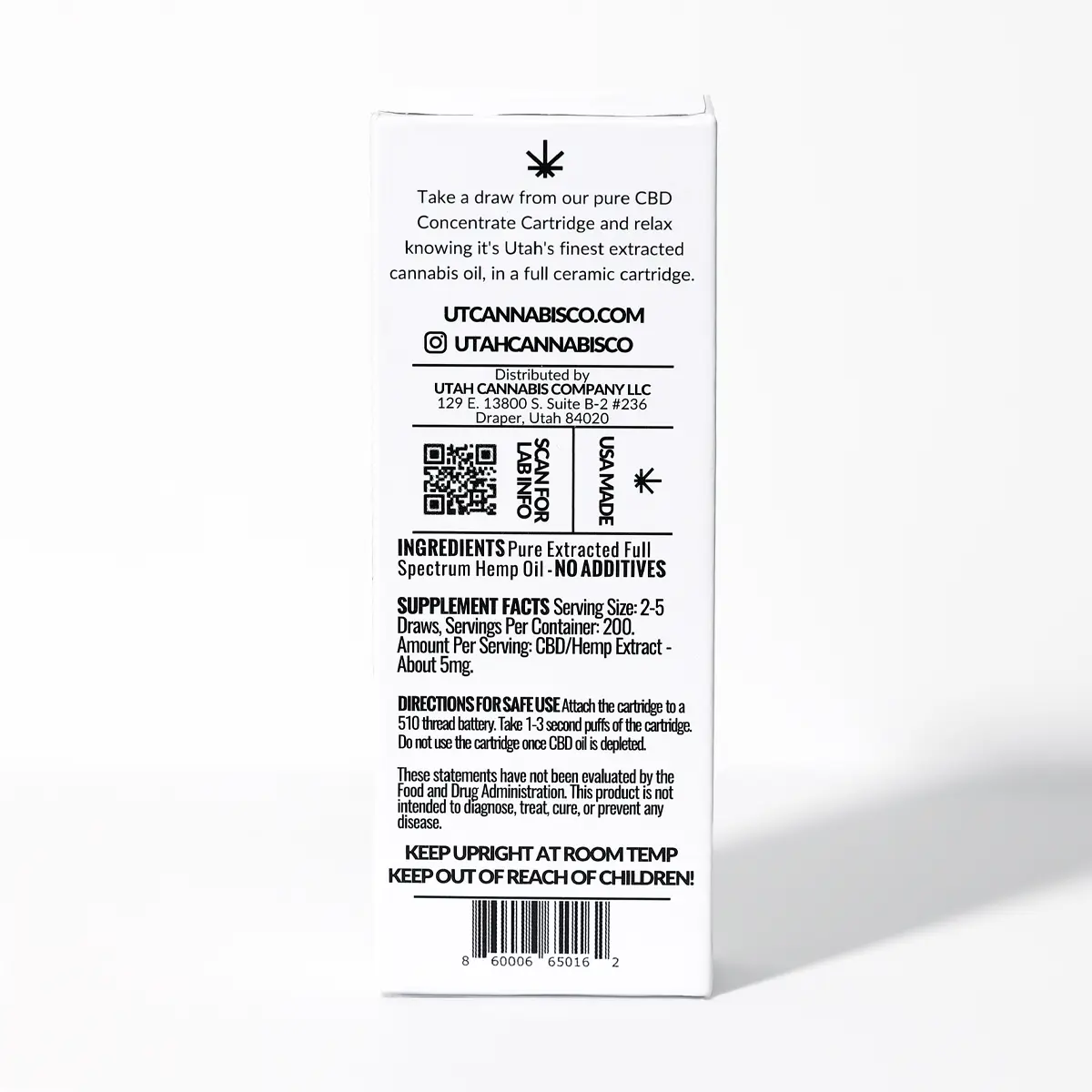 CBD Concentrate Cartridge - 1000mg - Peach Kush CBD Concentrate Cartridges Utah Cannabis Company