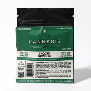 CBD-THC Gummies - Mixed Berry 2 Pack – 60mg CBD | 10mg THC CBD Gummies Utah Cannabis Company